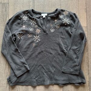 Vintage christmas snowflake top size PL